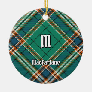 Clan MacFarlane Ancient Hunting Tartan Ceramic Tree Decoration