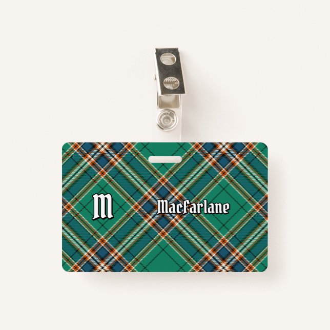 Clan MacFarlane Ancient Hunting Tartan ID Badge (Front with Clip)