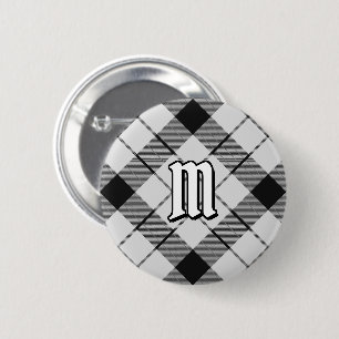 Clan MacFarlane Black and White Tartan 6 Cm Round Badge