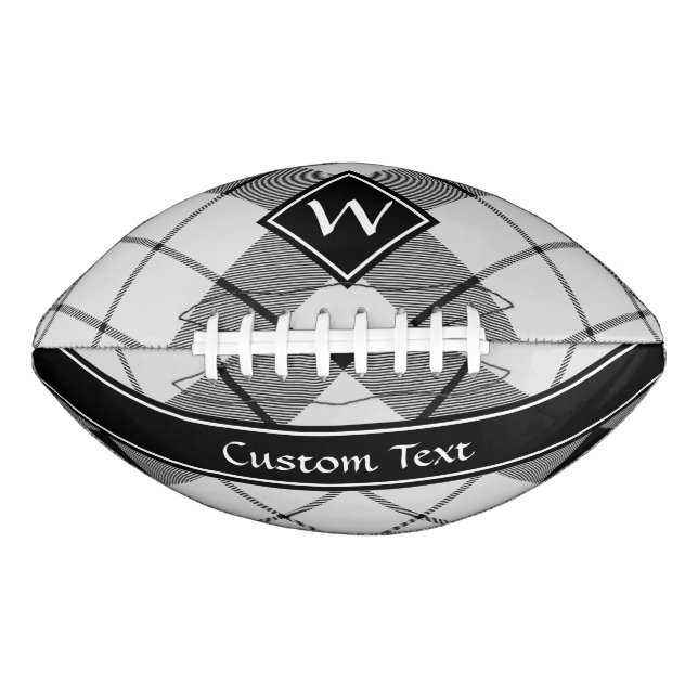 Clan MacFarlane Black and White Tartan American Football (Front)