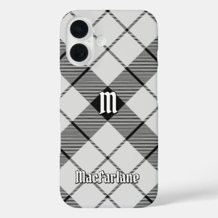 Clan MacFarlane Black and White Tartan iPhone 16 Case