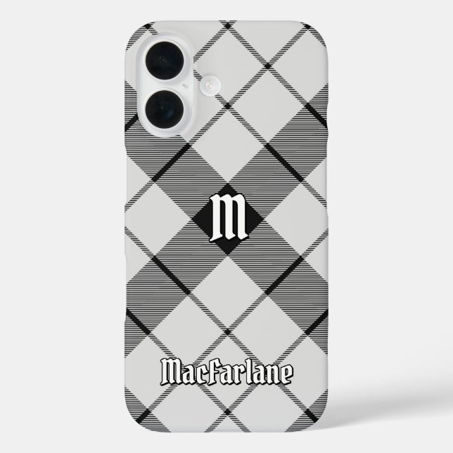 Clan MacFarlane Black and White Tartan Case-Mate iPhone Case (Back)