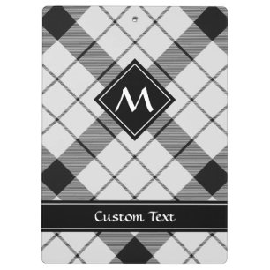 Clan MacFarlane Black and White Tartan Clipboard