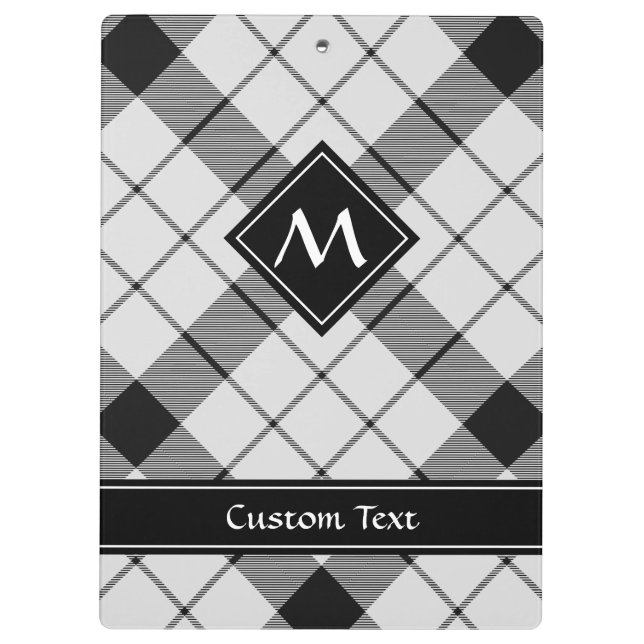 Clan MacFarlane Black and White Tartan Clipboard (Back)