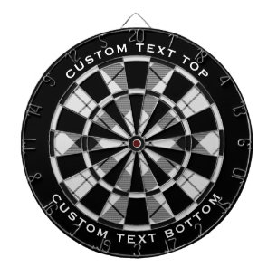 Clan MacFarlane Black and White Tartan Dartboard