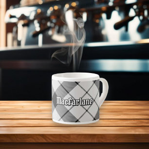 Clan MacFarlane Black and White Tartan Espresso Cup