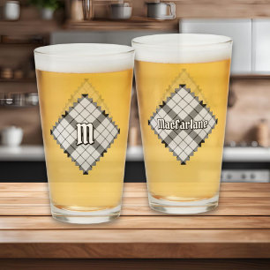Clan MacFarlane Black and White Tartan Glass