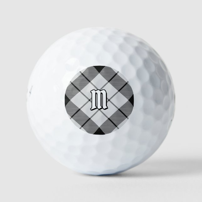 Clan MacFarlane Black and White Tartan Golf Balls (Front)