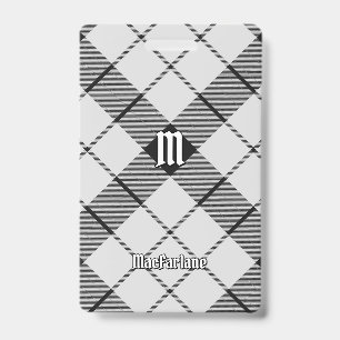 Clan MacFarlane Black and White Tartan ID Badge