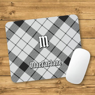 Clan MacFarlane Black and White Tartan Mouse Mat