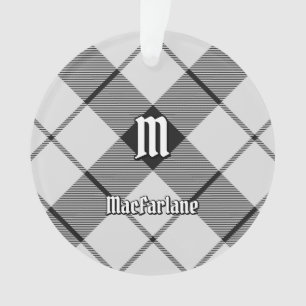 Clan MacFarlane Black and White Tartan Ornament