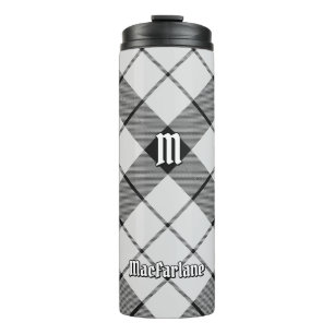 Clan MacFarlane Black and White Tartan Thermal Tumbler