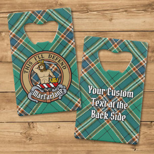 Clan MacFarlane Crest over Ancient Hunting Tartan