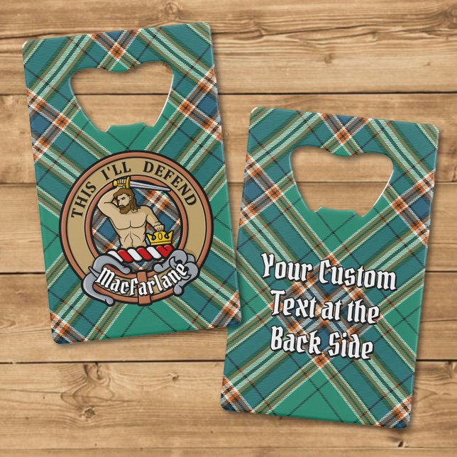 Clan MacFarlane Crest over Ancient Hunting Tartan (Creator Uploaded)