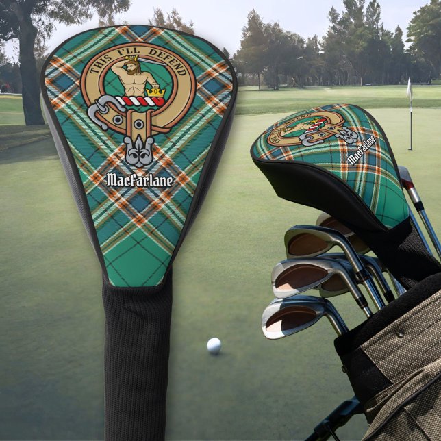 Clan MacFarlane Crest over Ancient Hunting Tartan Golf Head Cover (Creator Uploaded)