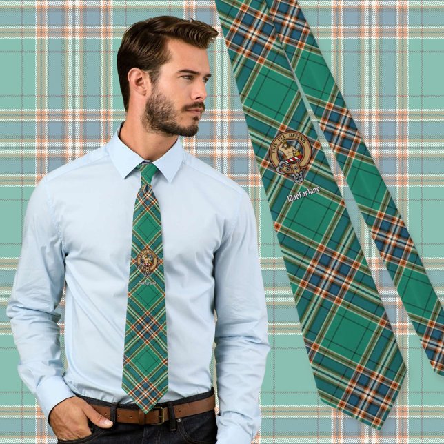 Clan MacFarlane Crest over Ancient Hunting Tartan Tie (Creator Uploaded)