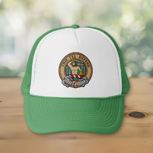 Clan MacFarlane Crest over Ancient Hunting Tartan Trucker Hat
