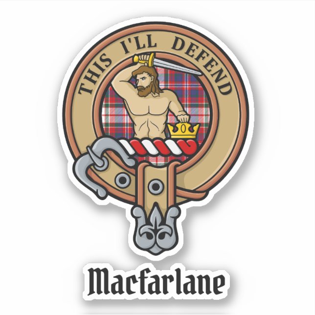 Clan MacFarlane Crest over Dress Tartan (Front)