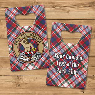 Clan MacFarlane Crest over Dress Tartan