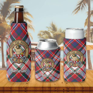 Clan MacFarlane Crest over Dress Tartan Bottle Cooler