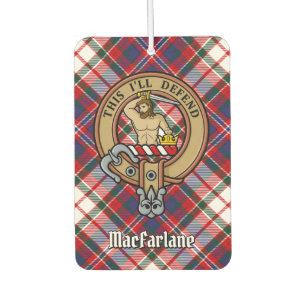 Clan MacFarlane Crest over Dress Tartan Car Air Freshener