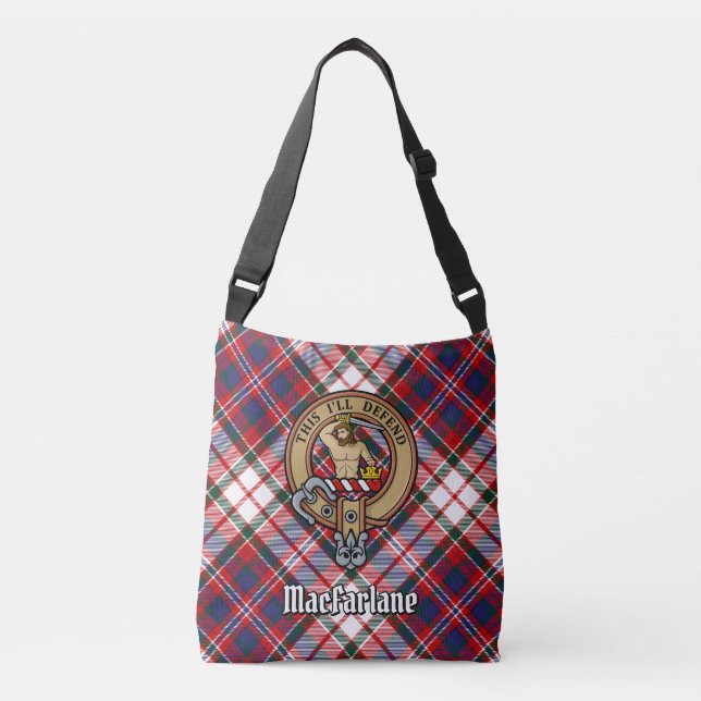 Clan MacFarlane Crest over Dress Tartan Crossbody Bag (Front)