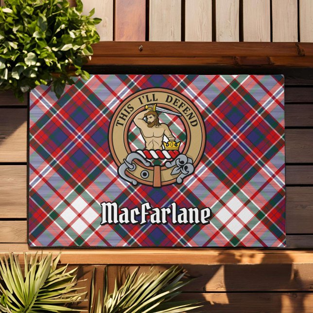 Clan MacFarlane Crest over Dress Tartan Doormat (Creator Uploaded)