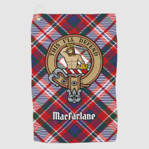 Clan MacFarlane Crest over Dress Tartan Golf Towel
