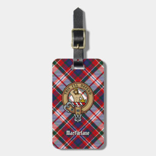 Clan MacFarlane Crest over Dress Tartan Luggage Tag