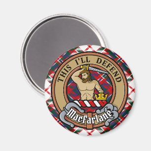 Clan MacFarlane Crest over Dress Tartan Magnet