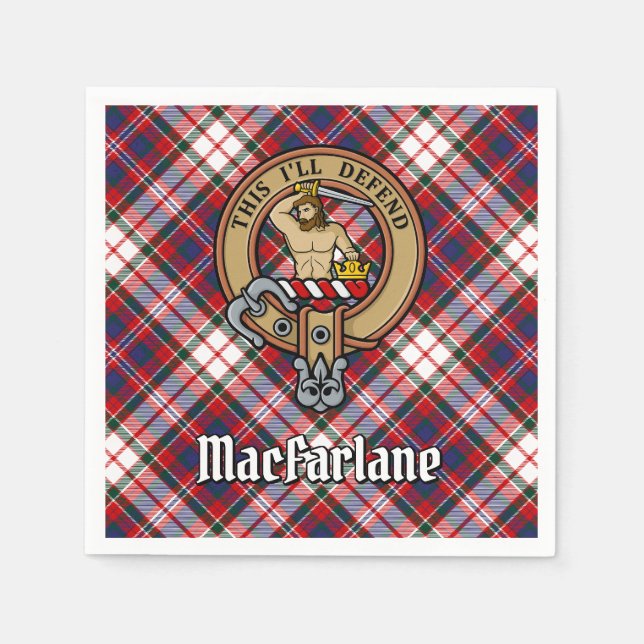 Clan MacFarlane Crest over Dress Tartan Napkin (Front)
