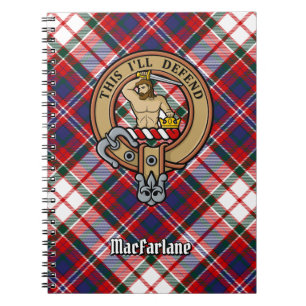 Clan MacFarlane Crest over Dress Tartan Notebook