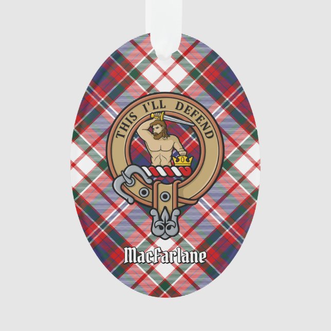 Clan MacFarlane Crest over Dress Tartan Ornament (Front)