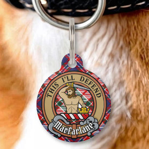 Clan MacFarlane Crest over Dress Tartan Pet Tag