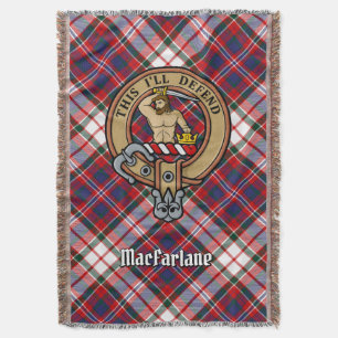 Clan MacFarlane Crest over Dress Tartan Throw Blanket
