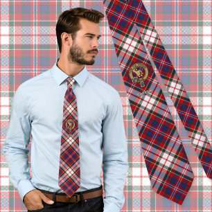 Clan MacFarlane Crest over Dress Tartan Tie