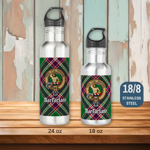 Clan MacFarlane Crest over Modern Hunting Tartan 710 Ml Water Bottle