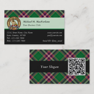 Clan MacFarlane Crest over Modern Hunting Tartan Business Card