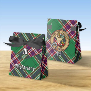 Clan MacFarlane Crest over Modern Hunting Tartan Favour Box
