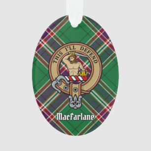 Clan MacFarlane Crest over Modern Hunting Tartan Ornament