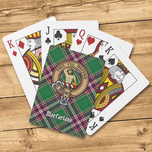 Clan MacFarlane Crest over Modern Hunting Tartan Playing Cards (Creator Uploaded)