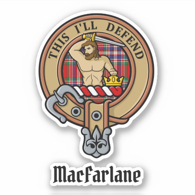 Clan MacFarlane Crest over Red Tartan (Front)