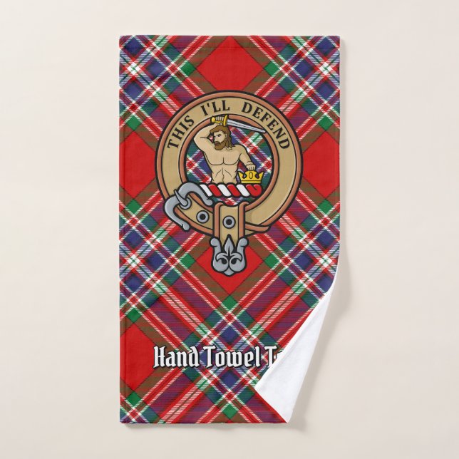 Clan MacFarlane Crest over Red Tartan Bath Towel Set (Hand Towel)