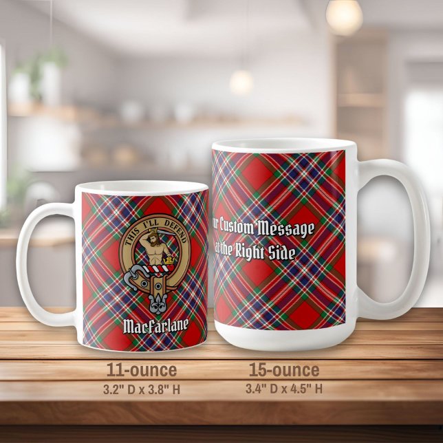 Clan MacFarlane Crest over Red Tartan Coffee Mug (Creator Uploaded)