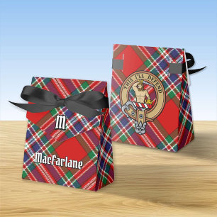 Clan MacFarlane Crest over Red Tartan Favour Box