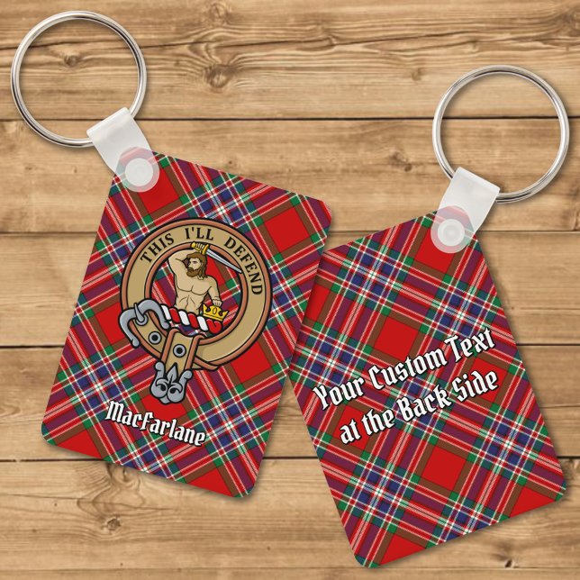 Clan MacFarlane Crest over Red Tartan Key Ring (Creator Uploaded)