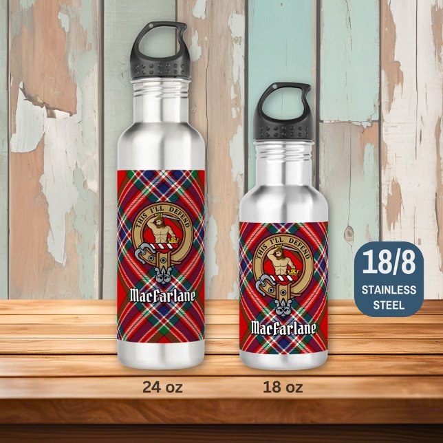 Clan MacFarlane Crest over Tartan 710 Ml Water Bottle (Creator Uploaded)