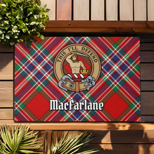 Clan MacFarlane Crest over Tartan Doormat