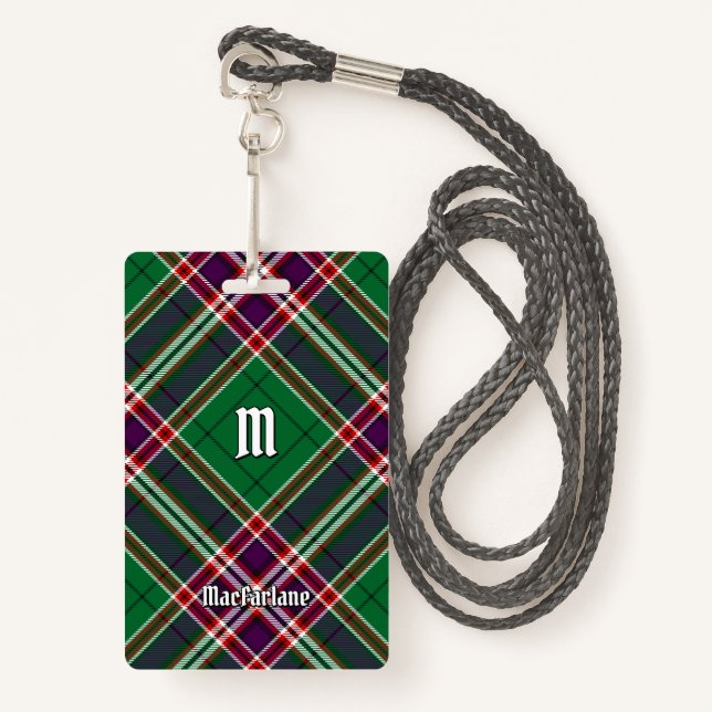 Clan MacFarlane Modern Hunting Tartan ID Badge (Front with Lanyard)