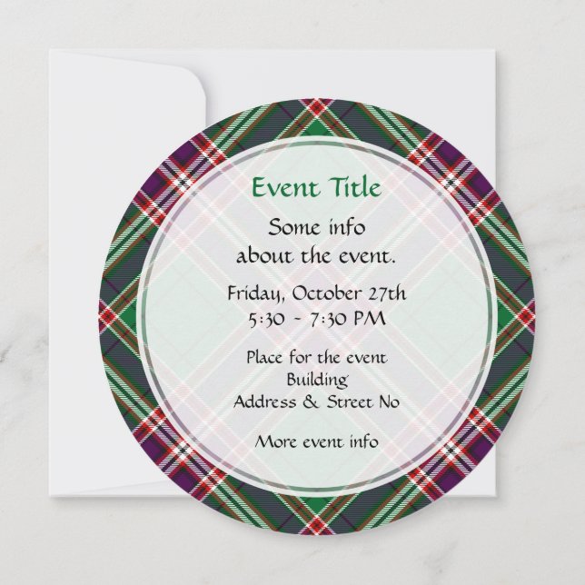Clan MacFarlane Modern Hunting Tartan Invitation (Back)